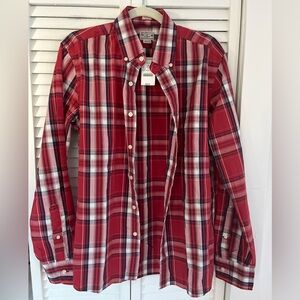 J. Crew Red and White Plaid Shirt Sz Medium NYT